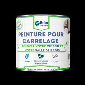 Peinture pour Carrelage - BRICOSALVAJE - Noir &Eacute;b&egrave;ne - Brillant - Haute Adh&eacute;rence - Application Facile