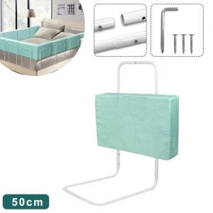 HENGMEI Barri&egrave;re de lit pour enfant 50 cm R&eacute;glable en hauteur Anti-chute Tube en acier r&eacute;glable de 40 &agrave; 60 cm Vert marin