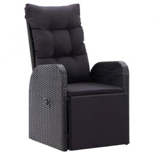 Fauteuil de jardin inclinable en résine tressée noir - FAUTEUIL DE JARDIN HAUT DE GAMME