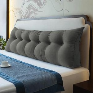 JEOBEST Coussin de Dossier Coussin de Lecture pour lit et canapéCoussin Lombaire pour Le lit avec Housse Lavable (Gris 180 cm)