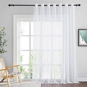 Voilage Blanc Rideaux Voilage en Voile avec Oeillets Lumi&egrave;re Filtrer L 200 x H 250 cm Blanc