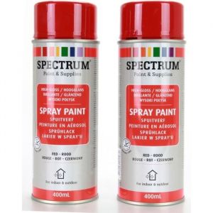 Peinture en Aérosol - ROUGE - Lot de 2 - 400ml - Acrylique - Séchage rapide 10 min