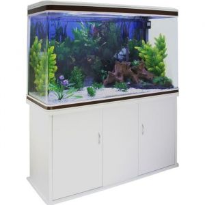 Aquarium - 300 Litres - Graviers Blanc - Meuble Blanc