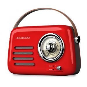 Radio R&eacute;tro portable Ledwood ALMA FM Bluetooth 5.3 Entr&eacute;e USB Puissance 30W - Batterie 37V-1500mAh - Retro Vintage - Rouge