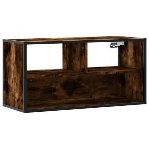 SALE 2025Meuble TV Bas sur Pieds MOOD - Table T&eacute;l&eacute; - ch&ecirc;ne fum&eacute; - 80x31x395 cm - Bois ding&eacute;nierie et m&eacute;tal Chill8396144