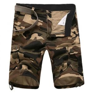 Bermuda Homme Camouflage Coton Cargo Shorts - FUNMOON - Kaki - Homme