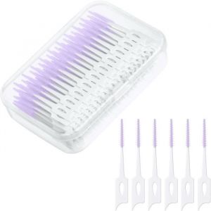 200 Pcs Brossettes InterdentairesBâton Fil DentaireSoft Silicone Brosse à dentsOutil de Nettoyage Dents pour Inter(Violet Clair)