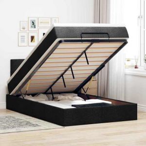 vidaXL Lit ottoman avec matelas noir 120x200 cm tissu lit lit capitonné lit ottoman double lit avec rangement lit de 3312300