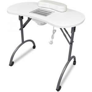 Aufun Table de manucure pliable portable avec roulettes avec tiroir de rangement et sac portable 98 x 44 x 77 cm - Blanc