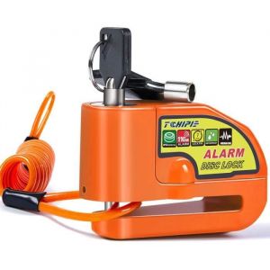Tchipie Bloc Disque Alarme Antivol Moto Bloque Disque Scooter Lock Alarme Antivol V&eacute;lo--Cadenas Orange
