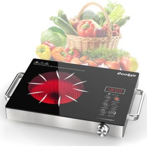 Table De Cuisson Vitrocéramique 1 Feu Avec Prise2000WPlaque De Cuisson Electrique À Poignet Portable 36CmPlaque Vitrocéramique