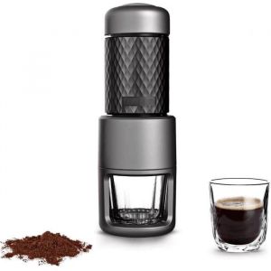 Machine &agrave; Expresso Manuelle Portative STARESSO Mini Espresso Machine Portable Cappuccino Quick Cold Brew Tout-en-Un Noir