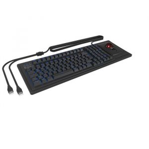 Clavier avec trackball - KeySonic - Trackball int&eacute;gr&eacute; - 104 boutons - 1 port USB 2.0 - 45x3 cm - Poids 1.44 kg
