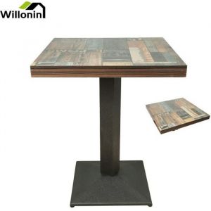 Willonin&reg; Table carr&eacute;e avec un pi&egrave;tement moderne L 60 x P 60 x H 75 cm Plateau panneau plaqu&eacute; et Pied m&eacute;tal salle &agrave; manger bistrot