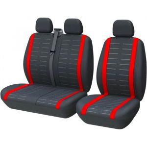 Housse Siege Voiture Couvre Universal Fit La Plupart des Camions Camionnette Bus Si&egrave;ge Avant 1 + 2 3 PlacesRouge