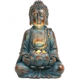 Bouddha Decoration Jardin Exterieur Lumière Solaire Statue de Bouddha Assis Figurine Bouddha Zen de Antigel Résistant