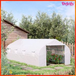 Serre tunnel de jardin - AKOZON - 7846 - 18 m&sup2; - 595 x 3 x 2 m - Ch&acirc;ssis galvanis&eacute; b&acirc;che PE 140 g/m&sup2;