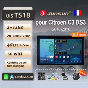 Junsun autoradio 2Go 32Go 11.5 4G WIFI  pour Citroen C3 DS3 2010-2016 accessoire autoradio android voiture carplay GPS