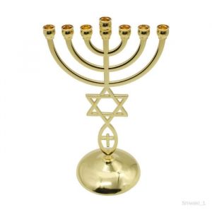 Chandelier - Menorah - 7 branches - Alliage de zinc - 21 cm - Décoration intérieure