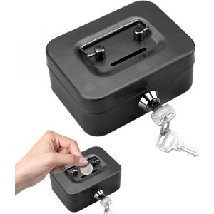 Coffre-fort &eacute;l&eacute;gant en acier - Petit coffre-fort verrouillable &agrave; cl&eacute; - Avec fente de d&eacute;p&ocirc;t - Noir