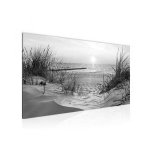 Runa Art Tableau Decoration Murale Plage et mer 100L x 40l cm Moderne Toile non tiss&eacute;e Noir et blanc Salon Bureau Plage 041712c