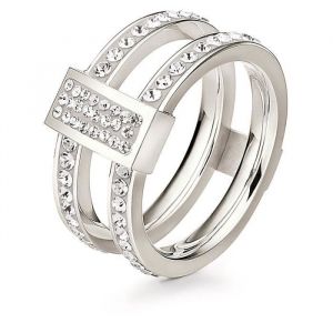 Bague en acier inoxydable - FOLLI FOLLIE - 3R13F011C - Argent&eacute; - Taille 54 - Femme