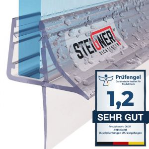 STEIGNER 50cm Joint d'étanchéité droit en PVC pour Paroi en Verre de Douche ou Baignoire, vitre 6/7/8mm, Anti-Fuites d'Eau, UK09