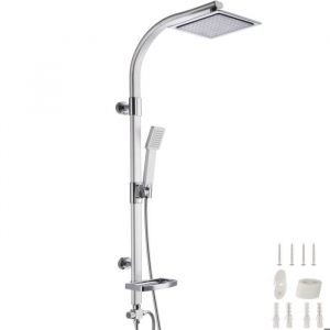 COLONNE DE DOUCHE - TECTAKE - Colonne de Douche 2 en 1 Douchette Effet Pluie 49 cm x 20 cm x 110 cm en Alliage Aluminium