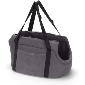 Sac Transport Chien Lavable Sac &agrave; Main pour Chat Panier Transport Chien Sac pour Lapin Sac de Voyage Velours c&ocirc;tel&eacute;  Gris M