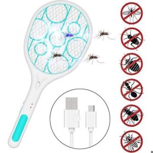 Raquette Anti Moustique3600V raquette electriqueUSB Tapette&agrave; MoucheProtection de Maille 3 CouchesEfficace Contre les Insectes