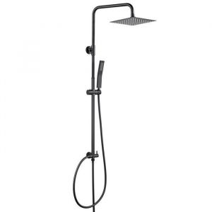 Colonne de douche - Auralum MAX - Pomme haute inox 20x20 cm - Hauteur r&eacute;glable 72-110 cm - Douchette r&eacute;glable