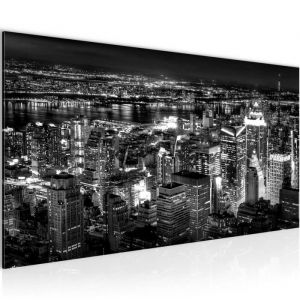 Runa art Tableau Décoration Murale La Ville de New York 100x40 cm - 1 Panneau Deco Toile Prêt à Accrocher 600612c