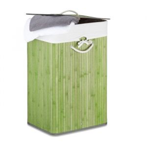 Relaxdays Panier à linge pliant pliable coffre Rangement en tissu- bambou salle de bain HxlxP: 655 x 435 x 335 cm contenance 83L