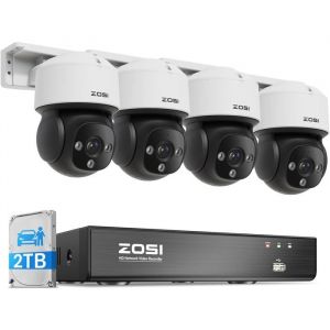 ZOSI 4K 8CH 2TB Kit Cam&eacute;ra Surveillance PoE Vue 360&deg; D&eacute;tection IA Audio Bidirectionnel Alarme Sirene Suivi Automatique