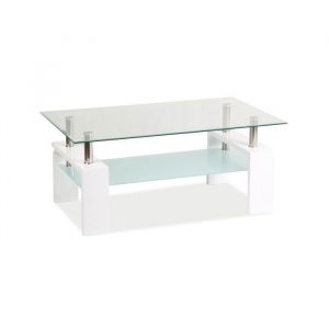 Table basse double niveau - Lisa Basic II - 100 x 60 x 55 cm - Blanc laqué