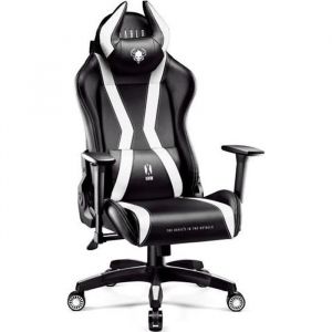 Diablo X-Horn 2.0 Chaise Gaming Fauteuil de Gamer de Bureau Accoudoirs 3D Skaï Oreiller Cousin Lombaire (Noir-Blanc S)