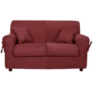 Canapé 2 places en tissu déhoussable VERONA 150 cm coloris uni BORDEAUX