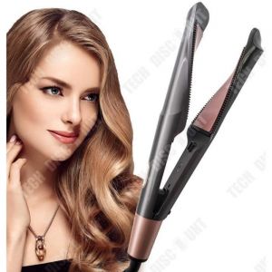 Lisseur 2 en 1 - TD&reg; - Professionnel - &Eacute;cran LCD - Temp&eacute;rature r&eacute;glable - C&eacute;ramique tourmaline