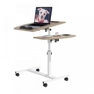 MIPAN.Bureau - Rehausse Bureau. Bureau dordinateur.Avec Roues+Emplacement pour carte+Barre+Porte-gobelet.Marron