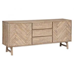Buffet en bois dacacia coloris Beige - Longueur 180 x Profondeur 45 x Hauteur 80 cm