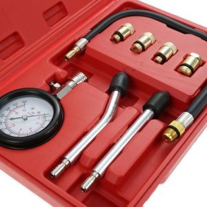 Testeur compression Compressiometre Essence auto moto bateau 9 pcs avec une mallette rouge Matériau: Acier C45