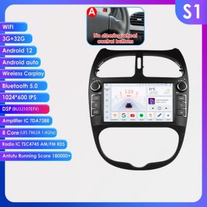2din 3+32G Android AutoRadio GPS Navi stéréo Carplay pour PEUGEOT 206 206CC 206SW 2000-2008 Lecteur multimédia de voiture Audio BT