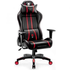 Diablo X-One 2.0 Chaise Gaming Fauteuil de Gamer de Bureau Accoudoirs 1D Ska&iuml; Oreiller Cousin Lombaire (Noir-Rouge L)