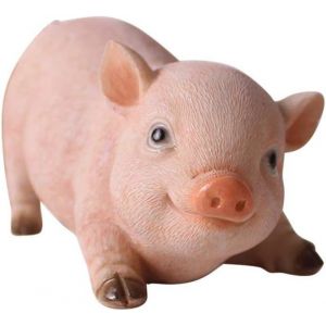 Statue de ferme de jardin danimaux Figurines de cochon mignonnes Sculpture de cochon Ornements de pelouse en résine pour patio Cou