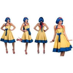 D&eacute;guisement Serveuse Pin Up Femme - Chanteur Biker - Ann&eacute;es 20 - Jaune - Polyester