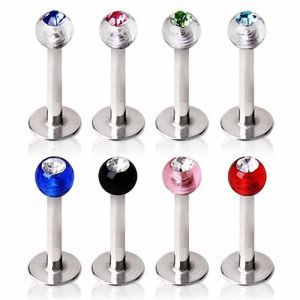 Piercing labret boules acrylique gemme (Transparent (Gemme Vert))