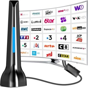 Antenne Tv Int&eacute;rieur Antenne Tv Int&eacute;rieure Puissante Tnt Hd Antenna Portable Int&eacute;rieure 2025 Avec Amplificateur Base Magn&eacute;tique