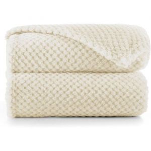 Couette en Microfibre Couverture Polaire Plaid Couvre-lit Polaire Doux de Style scandinave Henry Microfibre Beige 70x100 cm PZCC