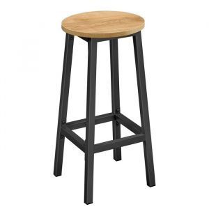 Tabouret de bar - Tabouret cuisine avec repose-pieds  - Chaise de bar - &Oslash; 32 &times; H 65 cm - Charge 100 kg - Ch&ecirc;ne/Noir