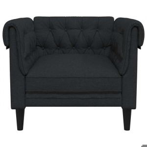 Promotion janvier Fauteuil 1 place - mango - Petit Canap&eacute; Chesterfield - noir tissu 78.5x74.5x74.5 cm - SS1555